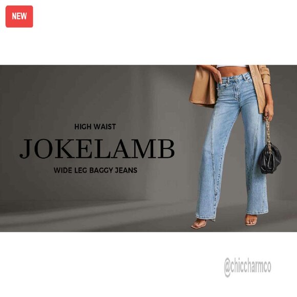 Wide Leg Jeans Mid High Waisted Stretchy Denim Pants Straight Leg Trousers - Picture 8 of 8